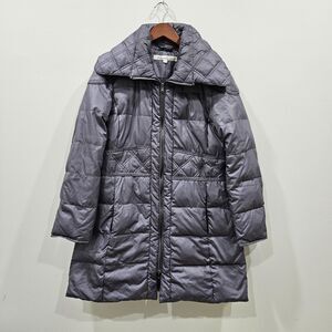 Kenneth Cole Womens Down Puffer Coat L Black Full Zip Winter Outdoor Whimsygoth